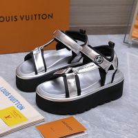 Louis Vuitton Pool Pillow Platform Comfort Sandals Unisex Calf Leather Silver