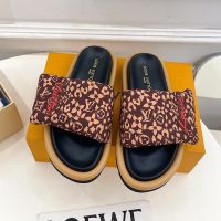 Louis Vuitton Pool Pillow Flat Comfort Slides Unisex Monogram Leopard Nylon Brown