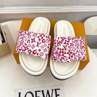 Louis Vuitton Pool Pillow Flat Comfort Slides Unisex Monogram Leopard Nylon Red