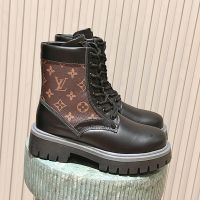 Louis Vuitton LV Ranger Boots Unisex Monogram Canvas and Plain Calf Leather Black/Brown