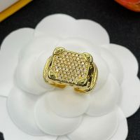 Louis Vuitton LV Rope Open Ring in Metal with Crystals Gold