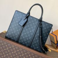 Louis Vuitton Sac Plat Horizontal Zippe Briefcase in Monogram Eclipse Canvas M45265 Black