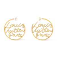 Louis Vuitton LV Script Earrings in Metal M03239 Gold