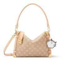 Louis Vuitton Side Trunk GM Handbag with Meowgram Cat Charm in Monogram Canvas M15154 Beige