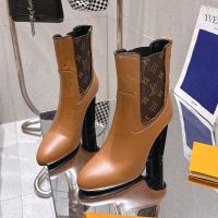 Louis Vuitton Silhouette Chelsea Ankle Boots Women Plain Calf Leather Brown