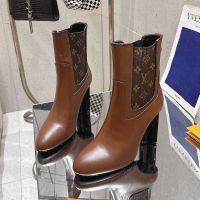 Louis Vuitton Silhouette Chelsea Ankle Boots Women Plain Calf Leather Taupe