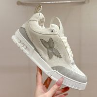 Louis Vuitton LV Skate Sneakers Unisex Grained Calf Leather White