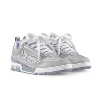 Louis Vuitton LV Skate Sneakers Unisex Perforated Calf Leather 1AHWK6 Silver