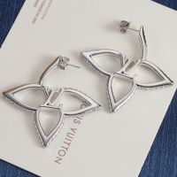 Louis Vuitton LV Slim Flower Earrings in Metal with Crystals Silver