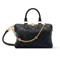 Louis Vuitton Speedy 25 Bandouliere Bag with Monogram Charm Chain in Monogram Calfskin M26486 Black