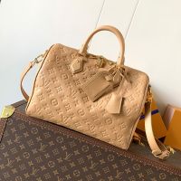 Louis Vuitton Speedy Soft Bandouliere 30 Bag in Monogram Empreinte Leather M11323 Apricot