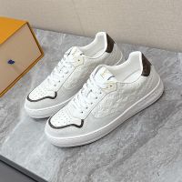 Louis Vuitton LV Stadium Sneakers Unisex Suede and Monogram Debossed Leather White