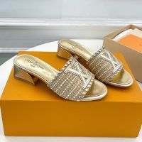 Louis Vuitton LV Slides 40mm Women Raffia with LV Detail Gold
