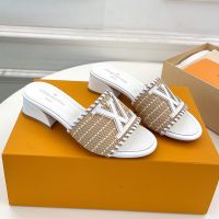 Louis Vuitton LV Slides 40mm Women Raffia with LV Detail White