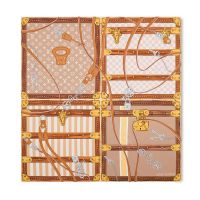 Louis Vuitton Strap and Trunk Square 90 Scarf in Silk M97959 Beige