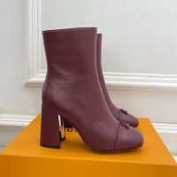 Louis Vuitton Swing Ankle Boots 75mm Women Calf Leather Burgundy