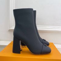 Louis Vuitton Swing Ankle Boots 75mm Women Grained Calf Leather Black