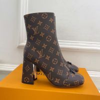 Louis Vuitton Swing Ankle Boots 75mm Women Monogram Canvas Brown