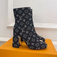 Louis Vuitton Swing Ankle Boots 75mm Women Monogram Denim Black