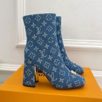 Louis Vuitton Swing Ankle Boots 75mm Women Monogram Denim Blue