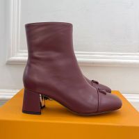 Louis Vuitton Swing Ankle Boots 55mm Women Calf Leather Burgundy