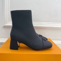 Louis Vuitton Swing Ankle Boots 55mm Women Grained Calf Leather Black