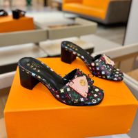 Louis Vuitton x TM LV Frame Slides 45mm Women Monogram Multicolor Canvas Black