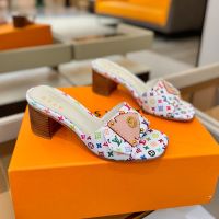 Louis Vuitton x TM LV Frame Slides 45mm Women Monogram Multicolor Canvas White
