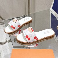 Louis Vuitton x TM Lily Flat Slides Women Monogram Canvas with Cherry Print White
