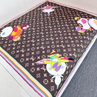 Louis Vuitton x TM Monogram Superflat Square 90 Scarf in Silk Brown