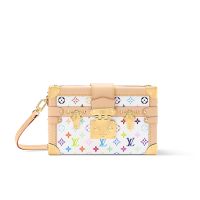 Louis Vuitton x TM Petite Malle Handbag in Monogram Multicolor Canvas M28243 White