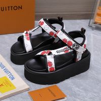 Louis Vuitton x TM Pool Pillow Platform Comfort Sandals Unisex Monogram Canvas with Cherry Print White/Red