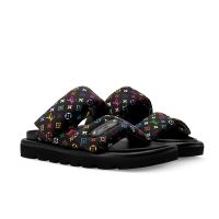 Louis Vuitton x TM Pool Pillow Comfort Slides Unisex Monogram Multicolor Nylon 1AJLGU Black