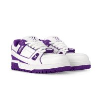 Louis Vuitton LV Trainer Maxi Sneakers Unisex Calfskin 1ACPQ0 White/Purple