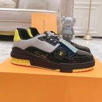 Louis Vuitton LV Trainer Sneakers Unisex Patent Leather Black