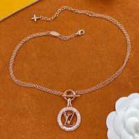 Louis Vuitton Louise Tresor Necklace in Metal with Crystals Rose Gold