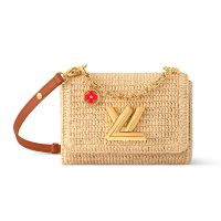 Louis Vuitton Twist PM Slim Chain Bag in Raffia M14309 Brown