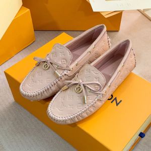 Louis Vuitton Arizona Moccasins Unisex Monogram Embossed Leather Pink