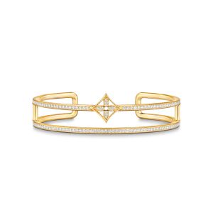Louis Vuitton Idylle Blossom Two-Row Bracelet In Metal with Crystals Q95816 Gold