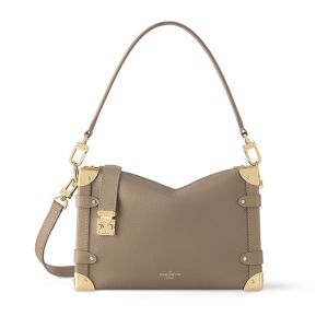Louis Vuitton Side Trunk MM Handbag In Grained Calfskin M25072 Taupe