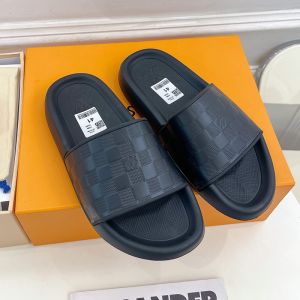 Louis Vuitton Waterfront Slides Unisex Checkerboard Rubber Black