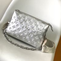 Louis Vuitton Coussin PM Handbag In Monogram Embossed Puffy Lambskin M57913 Silver