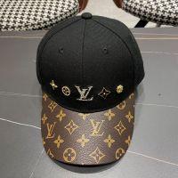 Louis Vuitton Glitter LV Iconic Monograms Baseball Cap In Cotton with Monogram Leather Visor Black
