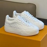 Louis Vuitton LV Groovy Platform Sneakers Women Monogram Embossed Leather 1ACL2O White