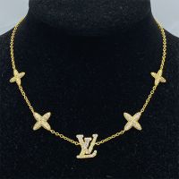 Louis Vuitton LV Iconic Necklace In Metal with Crystals M01480 Gold