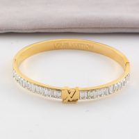 Louis Vuitton LV Bangle Bracelet In Metal with Zircons Gold