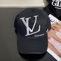 Louis Vuitton Maxi LV Logo Baseball Cap In Cotton Black