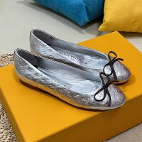 Louis Vuitton Nina Flat Ballerinas Women Monogram Embossed Calf Leather Silver
