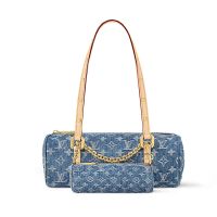 Louis Vuitton Papillon Handbag In Monogram Denim M46830 Blue
