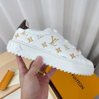 Louis Vuitton Time Out Sneakers Women Monogram Debossing Leather White/Gold